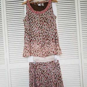 Emma James 2 pc Coral SL Top and Skirt Size 12